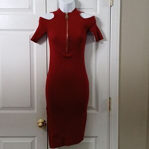 Love J ribbed  fitted sweater cold shoulder dress holiday party Christmas Sz M